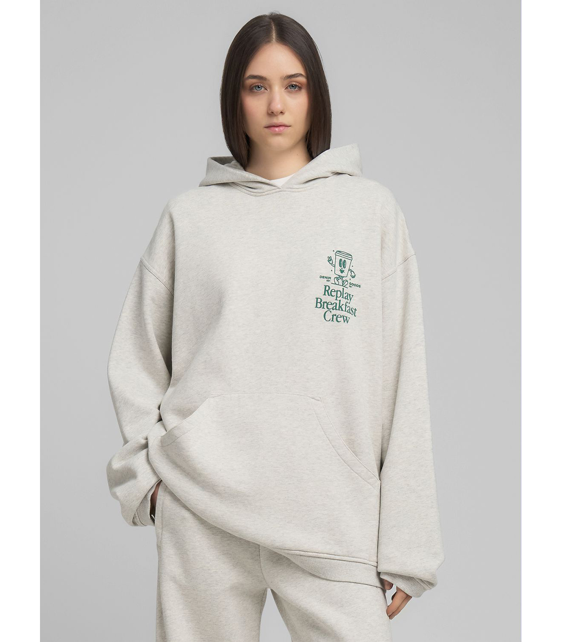 ロングオーバーサイズプリントフーディー（セットアップ） 詳細画像 ライトグレーメランジ 2